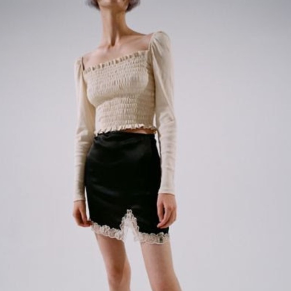 UO Notched Lace Trim Mini Skirt